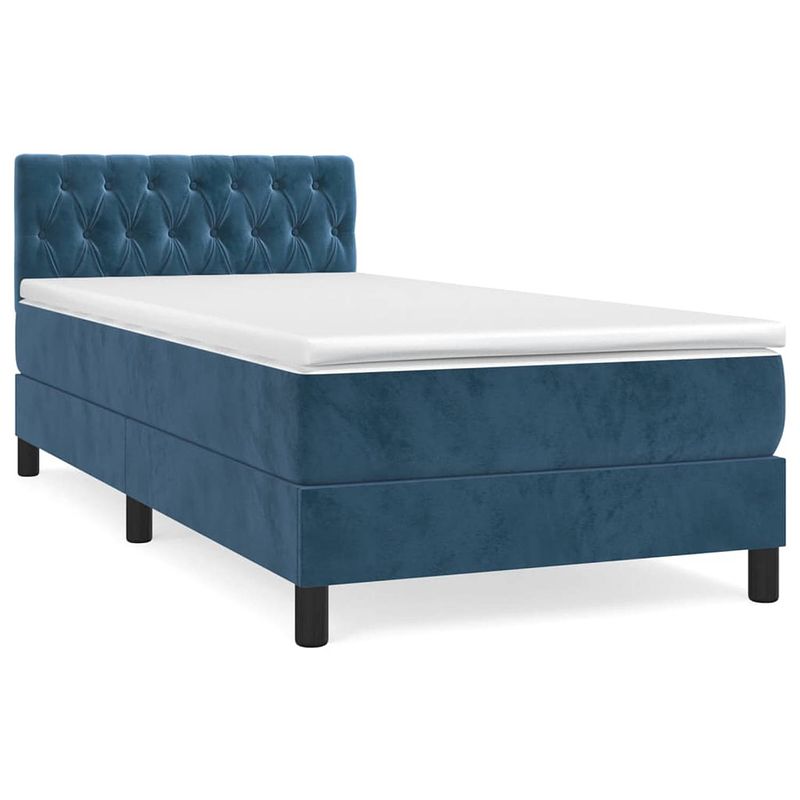 Foto van The living store boxspringbed - l - bed - 203 x 90 x 78/88 cm - donkerblauw