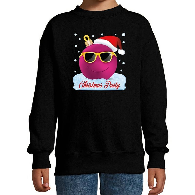 Foto van Foute kersttrui / sweater coole kerstbal zwart voor meisjes 9-11 jaar (134/146) - kerst truien kind