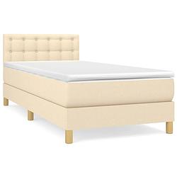 Foto van The living store boxspringbed - crème - 203 x 90 x 78/88 cm - pocketvering matras en huidvriendelijk topmatras