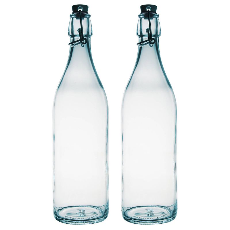 Foto van Bormioli rocco beugelfles/weckfles - 2x - transparant - glas - 1 liter - weckpotten