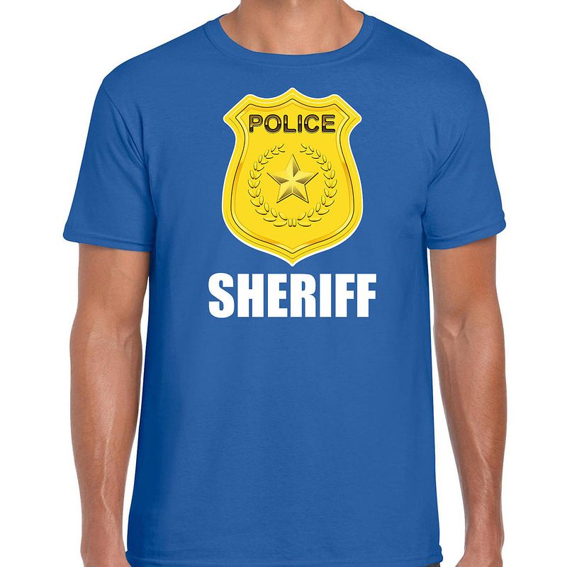 Foto van Politie / police embleem sheriff t-shirt blauw voor heren l - feestshirts