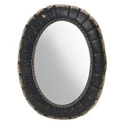 Foto van Ptmd seldor grey iron wall mirror wavy shaped oval