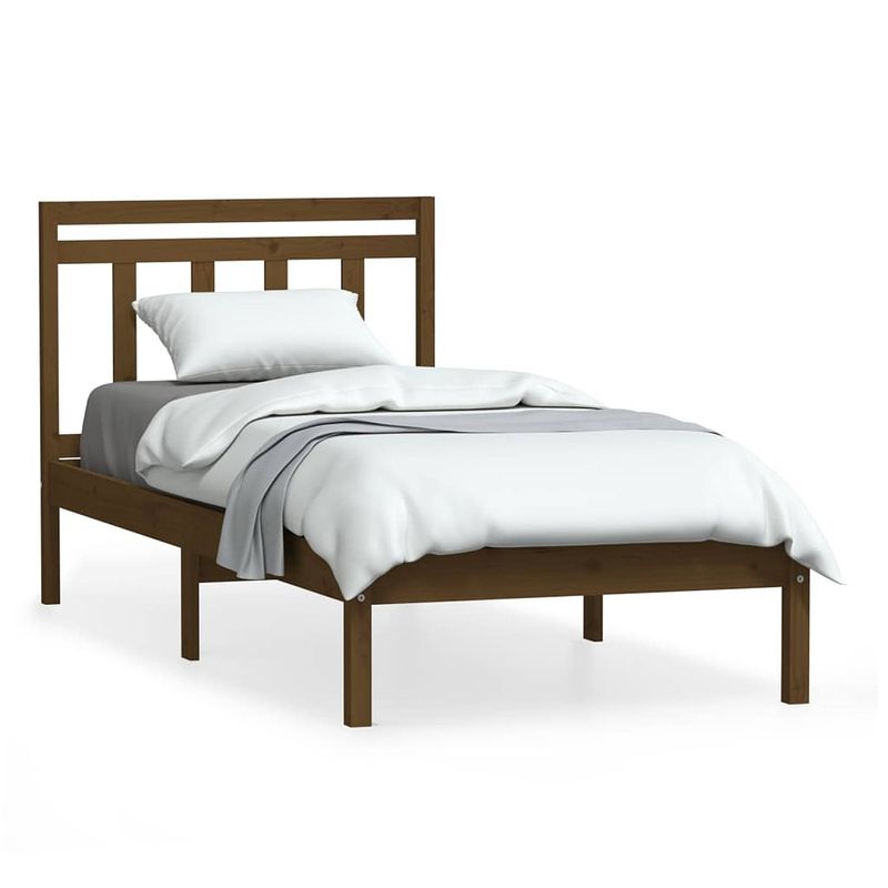 Foto van The living store bedframe grenenhout - honingbruin - 205.5 x 106 x 100 cm (l x b x h) - geschikt voor matras 100 x 200