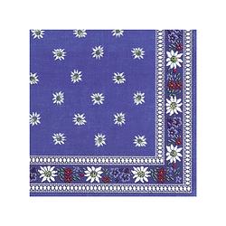 Foto van 40x edelweiss blauw 3-laags servetten bloemen 33 x 33 cm - feestservetten