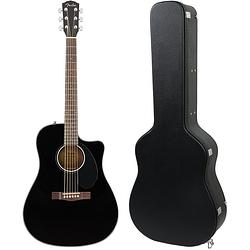 Foto van Fender cd-60sce black elektrisch-akoestische westerngitaar + koffer