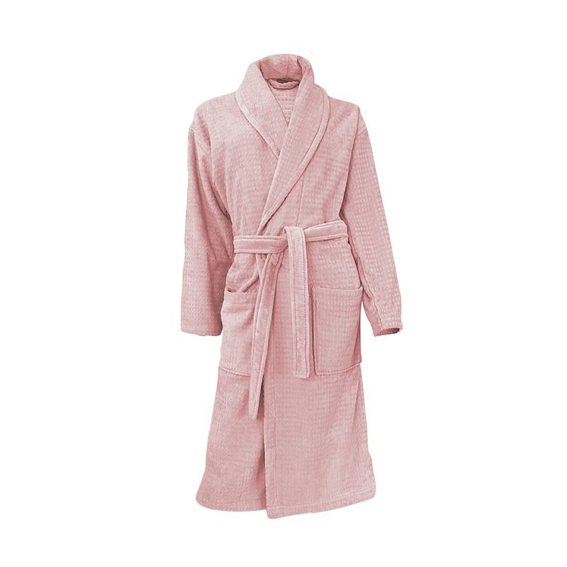 Foto van Linnick wafel badjas velour katoen - light pink - l