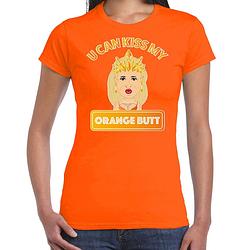 Foto van Oranje koningsdag t-shirt - kiss my orange butt - maxima - dames 2xl - feestshirts