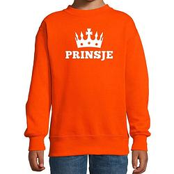 Foto van Oranje prinsje met kroon sweater jongens - oranje koningsdag kleding 12-13 jaar (152/164)