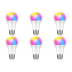 Foto van Led lamp 6 pack - facto - smart led - wifi led - slimme led - 10w - e27 fitting - rgb+cct - aanpasbare kleur - dimbaar -