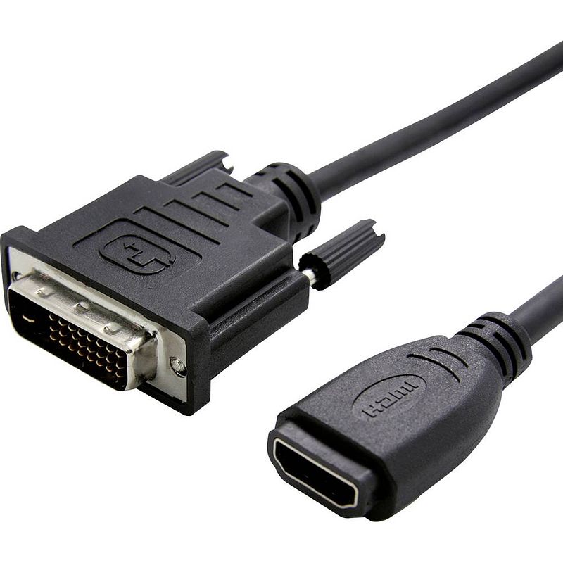 Foto van Value dvi / hdmi adapterkabel dvi-d 24+1-polige stekker, hdmi-a bus 0.15 m zwart 12.99.3116 dvi-kabel