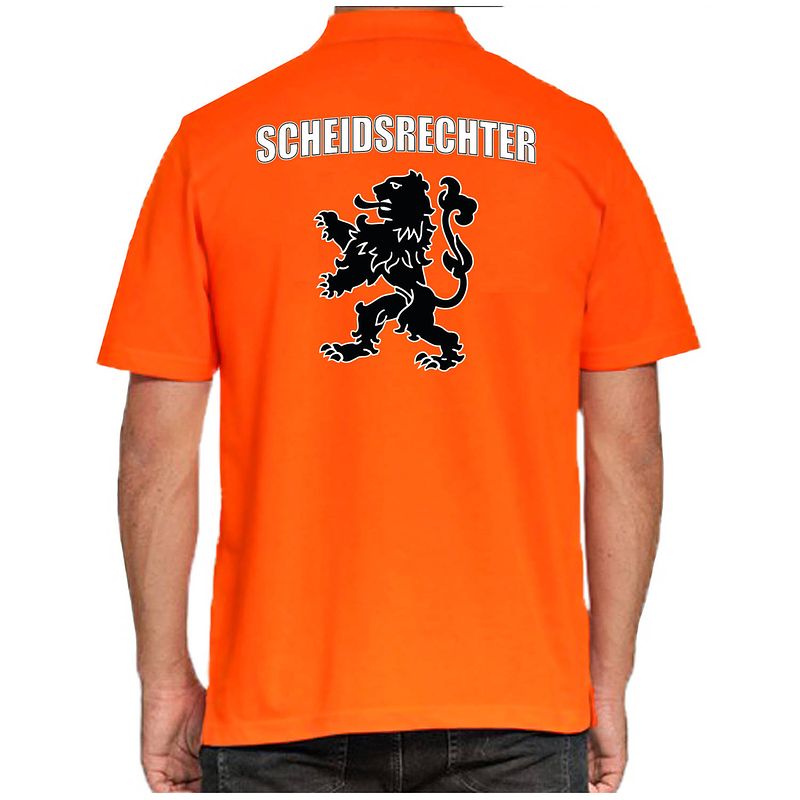 Foto van Holland fan polo t-shirt scheidsrechter oranje met leeuw voor heren 2xl - feestshirts