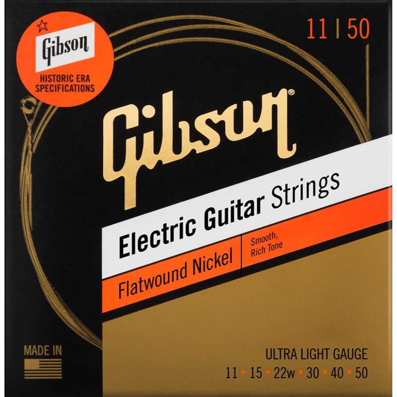 Foto van Gibson flatwound ultra-light snarenset voor semi-akoestische gitaar