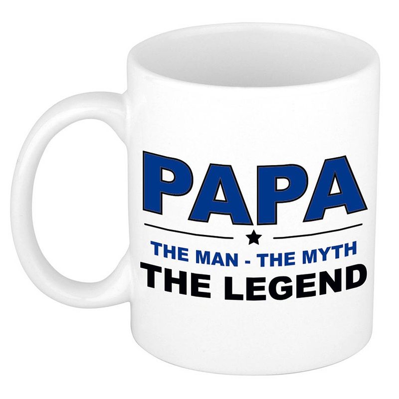 Foto van Papa the legend cadeau mok / beker wit 300 ml - feest mokken