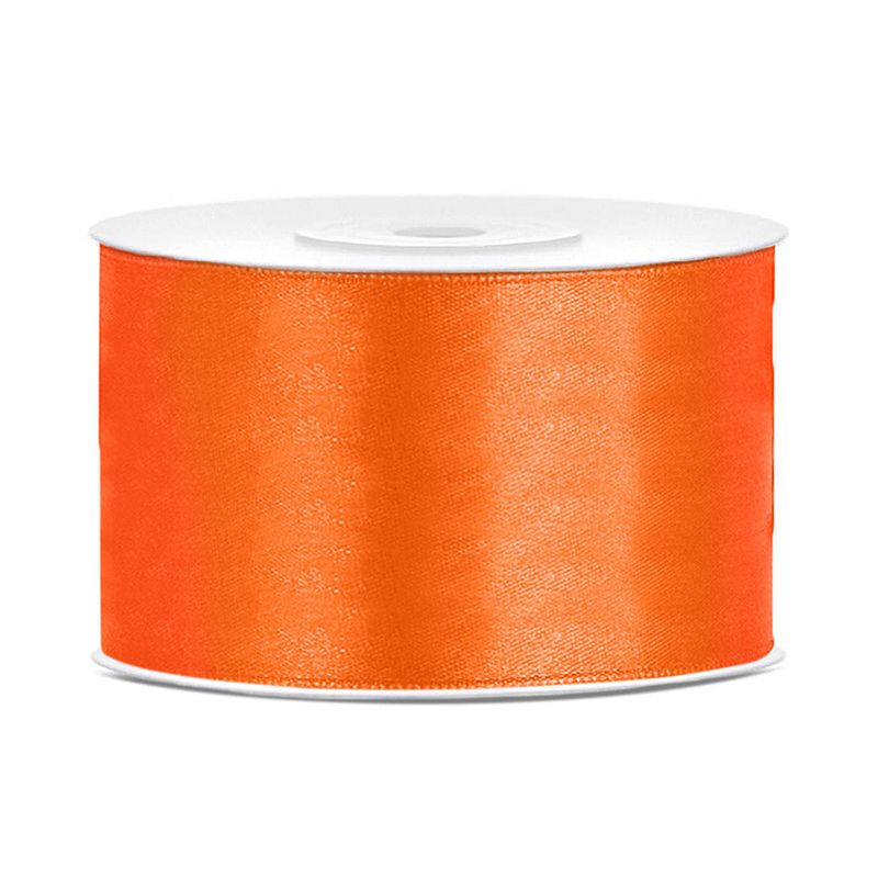 Foto van 1x hobby/decoratie oranje satijnen sierlinten 3,8 cm/38 mm x 25 meter - cadeaulinten