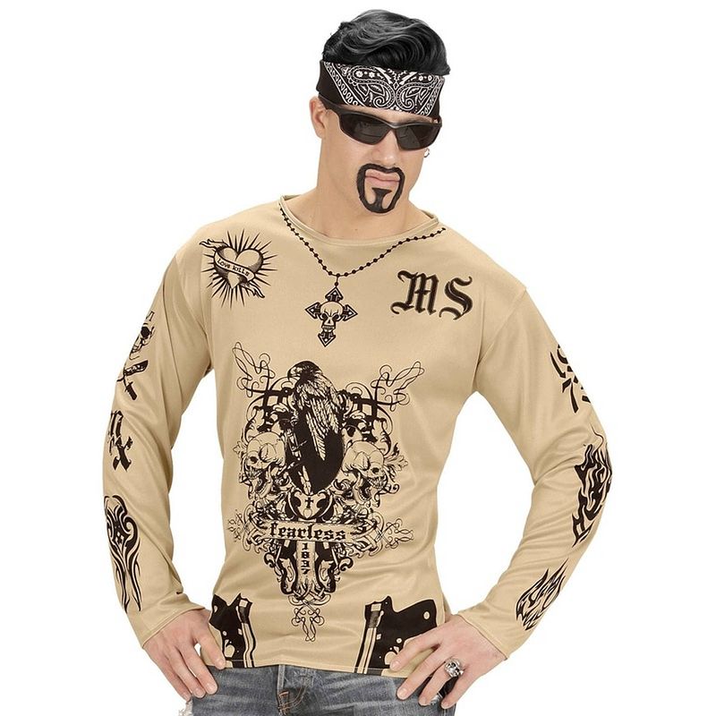 Foto van Tattooshirt gangster verkleedkleding voor heren xl - carnavalskostuums