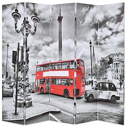 Foto van Vidaxl kamerscherm inklapbaar londen bus 200x170 cm zwart en wit