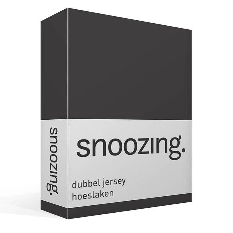 Foto van Snoozing - dubbel jersey - hoeslaken - lits-jumeaux - 160x200/210/220 cm - antraciet