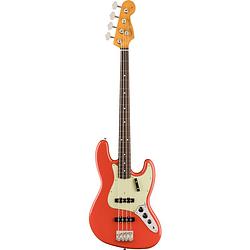 Foto van Fender vintera ii 60s jazz bass rw fiesta red elektrische basgitaar met deluxe gigbag