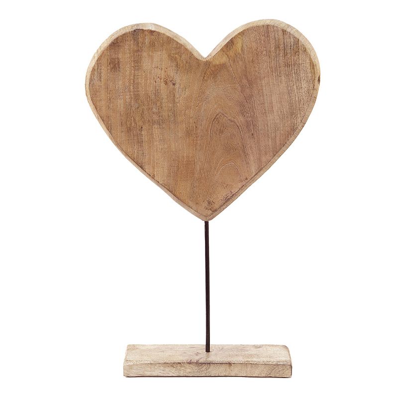 Foto van Clayre & eef decoratie beeld hart 32*7*51 cm bruin hout metaal decoratief figuur decoratieve accessoires