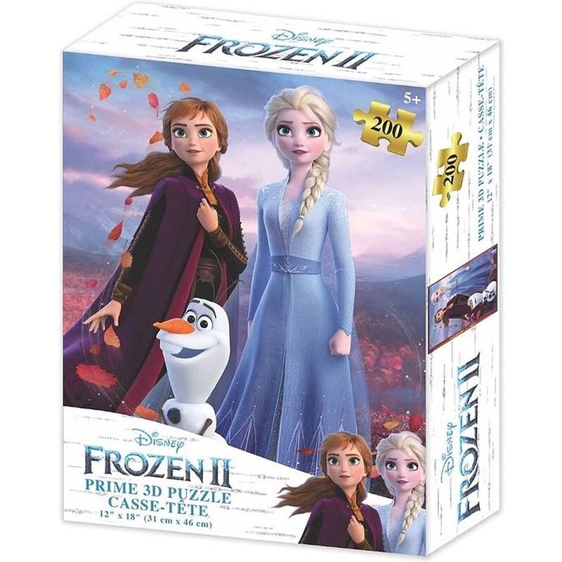 Foto van Disney frozen 2 prime 3d puzzel - elsa, anna en olaf puzzel 200 stk 46x31 cm