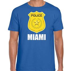 Foto van Miami police / politie embleem carnaval t-shirt blauw voor heren 2xl - feestshirts