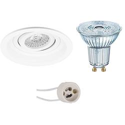 Foto van Led spot set - osram parathom par16 930 36d - pragmi domy pro - gu10 fitting - dimbaar - inbouw rond - mat wit - 3.7w -