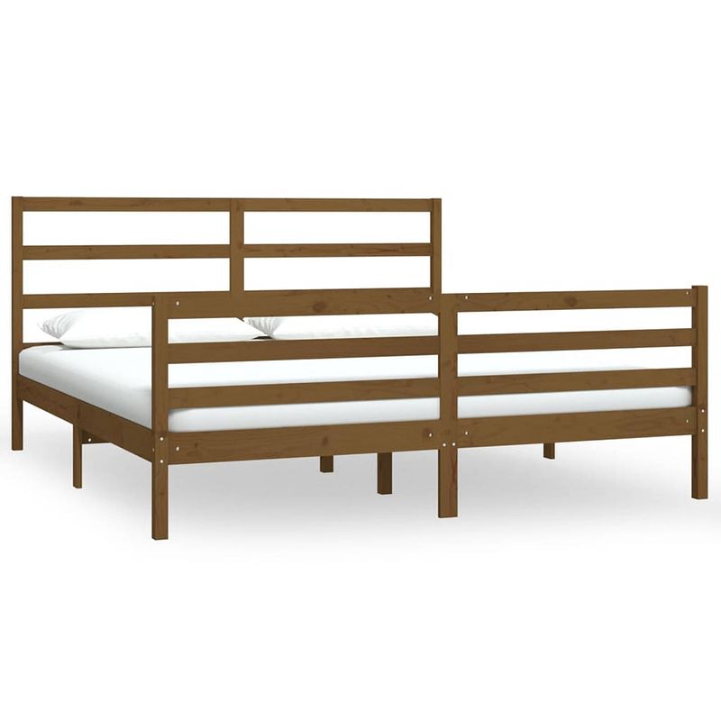 Foto van Vidaxl bedframe grenenhout honingbruin 180x200 cm 6ft super king