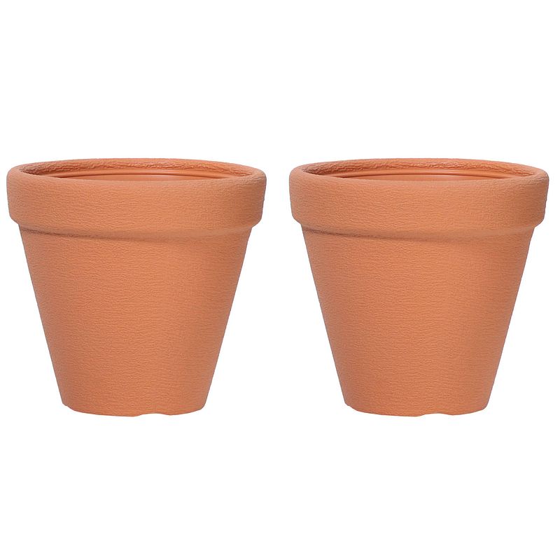 Foto van Prosperplast plantenpot/bloempot classic garden - 2x - buiten/binnen - kunststof - terracotta - d35 x h36 cm - plantenpo