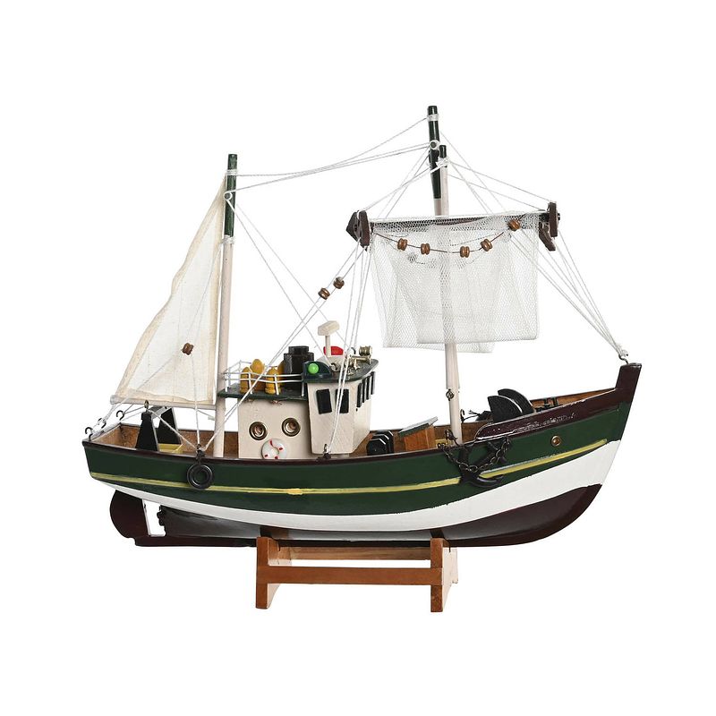 Foto van Vissersboot schaalmodel - hout - 32 x 10 x 28 cm - maritieme boten decoraties voor binnen - beeldjes