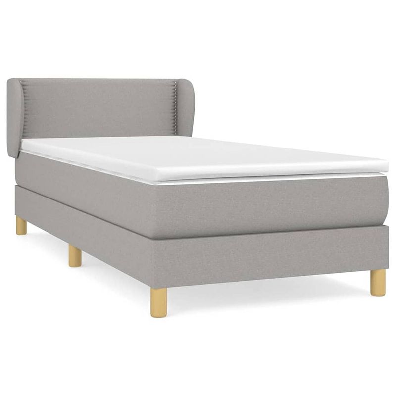 Foto van The living store boxspringbed - lichtgrijs - 193 x 93 x 78/88 cm - pocketvering matras - middelharde ondersteuning -