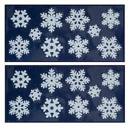 Foto van 2x kerst raamversiering raamstickers witte sneeuwvlokken 23 x 49 cm - feeststickers