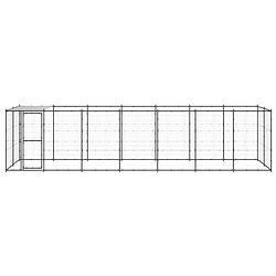 Foto van The living store hondenkennel - zwart/zilver - 770 x 220 x 180 cm - draadgaas - gepoedercoat staal - pe dak