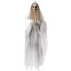 Foto van Halloween/horror thema hang decoratie geest/spook - met led licht en geluid - griezel pop - 100 cm - feestdecoratievoorw