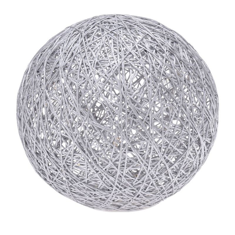 Foto van Verlichte decoratie bol metallic zilver 20 cm met 20 warm witte lampjes - kerstverlichting figuur