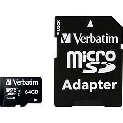 Foto van Verbatim micro sdxc 64gb cl 10 adap microsdxc-kaart 64 gb class 10 incl. sd-adapter