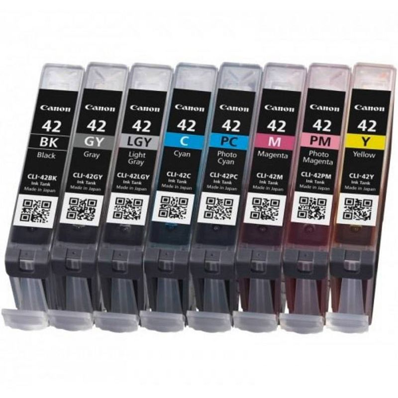 Foto van Canon cartridge cli-42 origineel combipack zwart, cyaan, magenta, geel, foto cyaan, foto magenta, grijs, lichtgrijs 6384b010 cartridge multipack