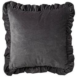 Foto van Dutch decor yara - kussenhoes velvet charcoal grey 45x45 cm - grijs - grijs