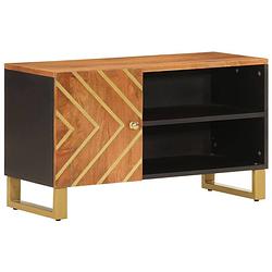 Foto van Vidaxl tv-meubel 80x31,5x46 cm massief mangohout bruin en zwart