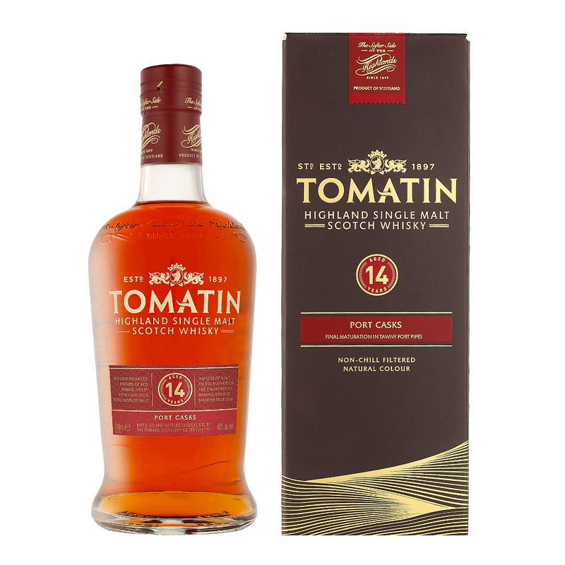 Foto van Tomatin 14 years portwood 70cl whisky + giftbox