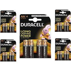 Foto van 20 stuks (5 blisters a 4st) - duracell basic lr6 / aa / r6 / mn 1500 1.5v alkaline batterij