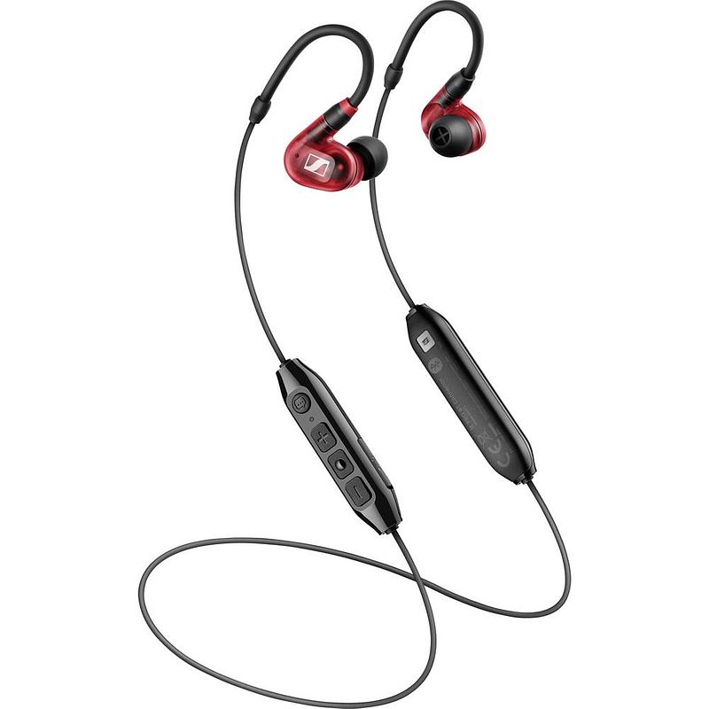Foto van Sennheiser ie 100 pro wireless red in ear oordopjes bluetooth, kabel rood