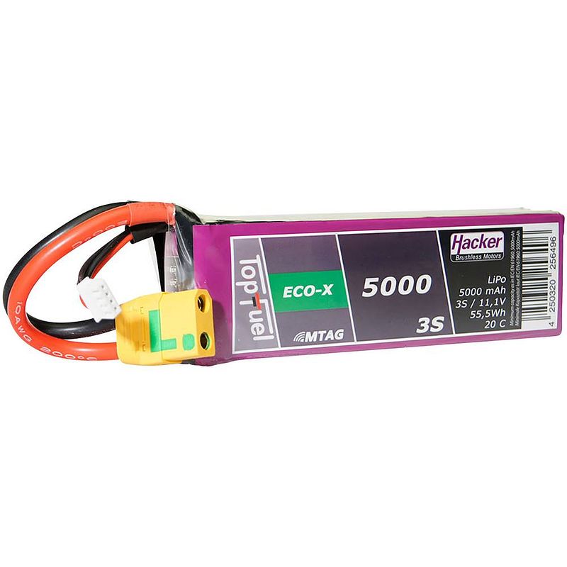 Foto van Hacker lipo accupack 11.1 v 5000 mah aantal cellen: 3 20 c softcase xt90