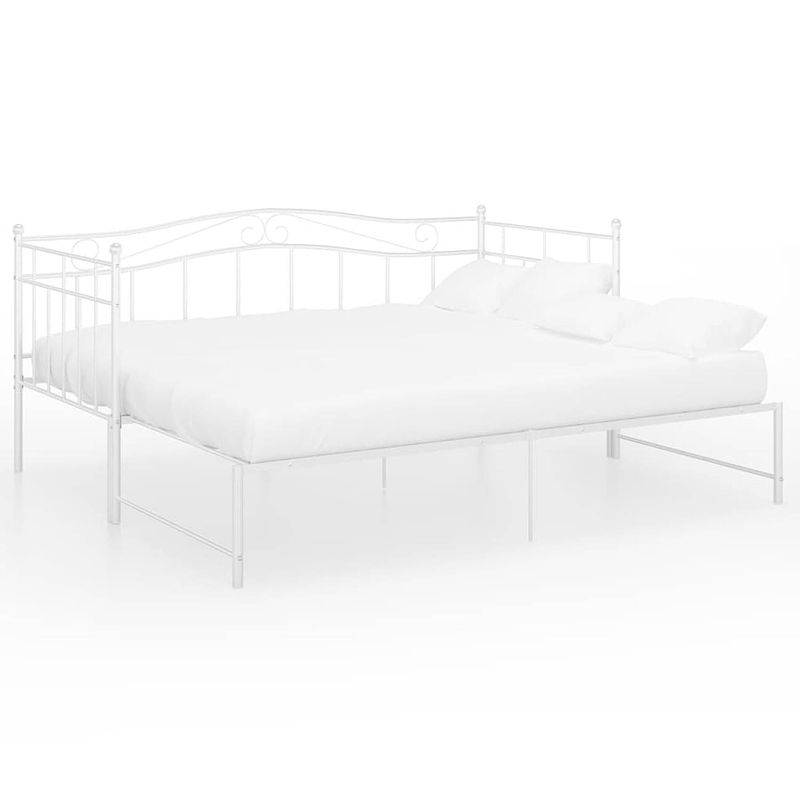 Foto van The living store bedframe - uitklapbaar - wit - gepoedercoat metaal - 206.5 x 185 x 89.5 cm - geschikt voor matras 90 x