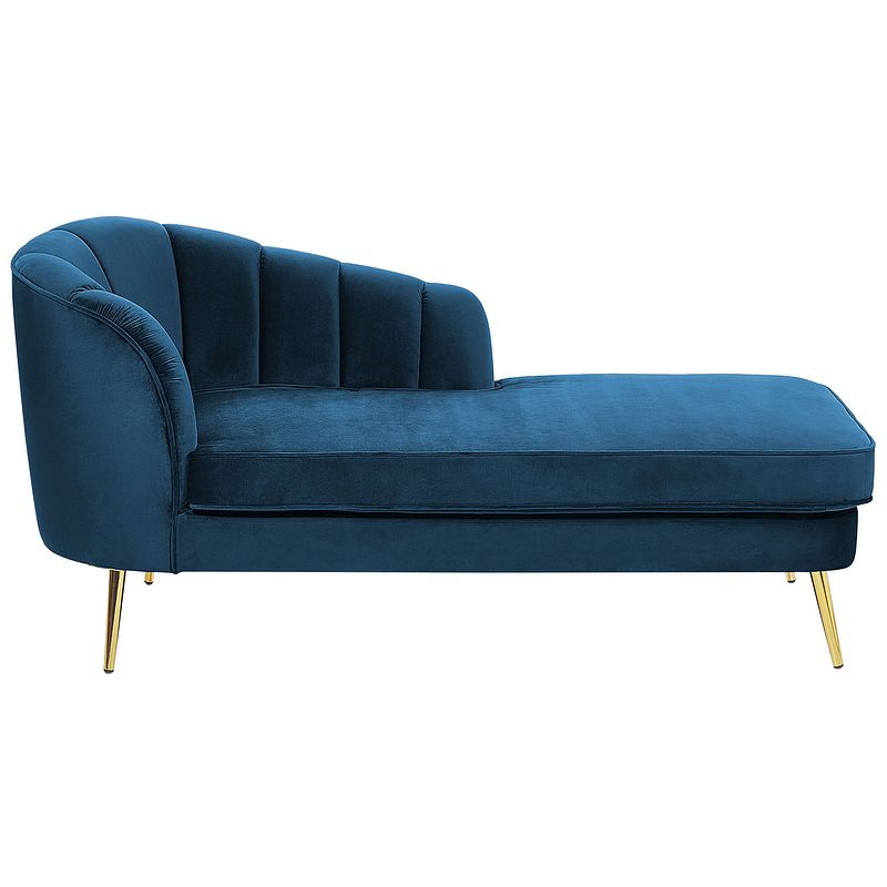 Foto van Beliani allier - chaise longue-blauw-fluweel