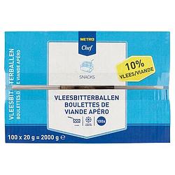 Foto van Metro chef vleesbitterballen 10% 100 x 20g bij jumbo