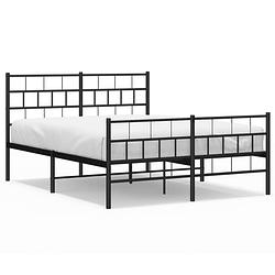 Foto van Vidaxl bedframe met hoofd- en voeteneinde metaal zwart 150x200 cm