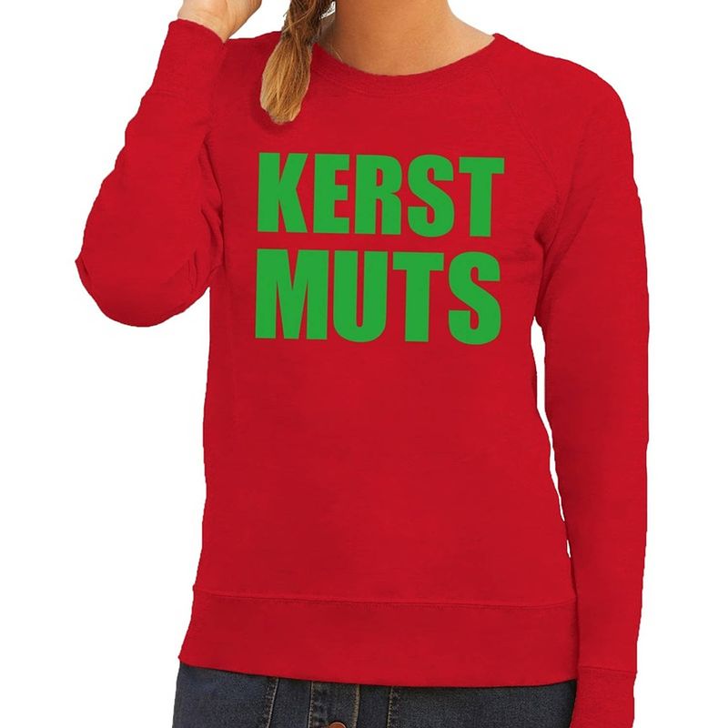 Foto van Foute kersttrui / sweater kerst muts rood voor dames - kersttruien m (38)