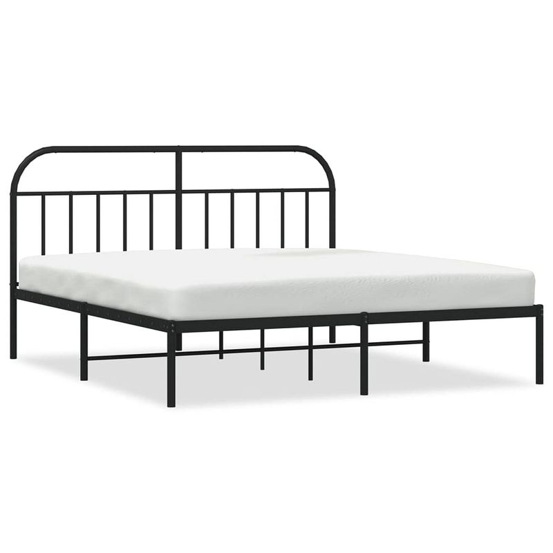 Foto van Vidaxl bedframe met hoofdbord metaal zwart 180x200 cm