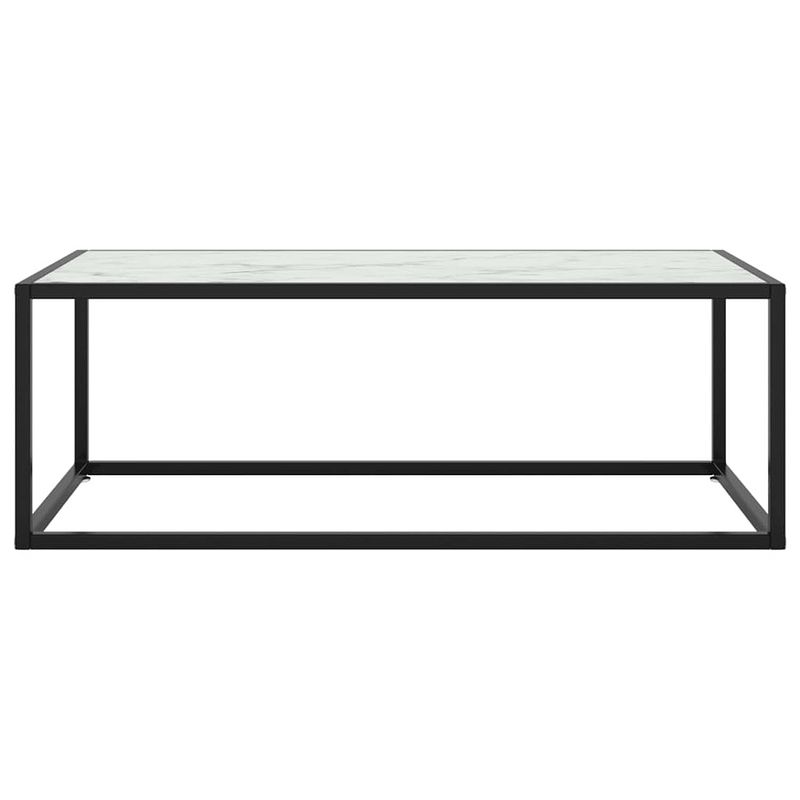 Foto van The living store salontafel - praktische woonkamertafel - glas/staal - 100x50x35 cm - zwart/wit