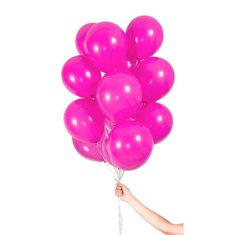 Foto van Folat ballonnen met lint 23 cm latex roze 30 stuks